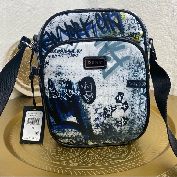 Dkny Bags Dkny Gigi Flight Crossbody Graffiti Double Zip Purse